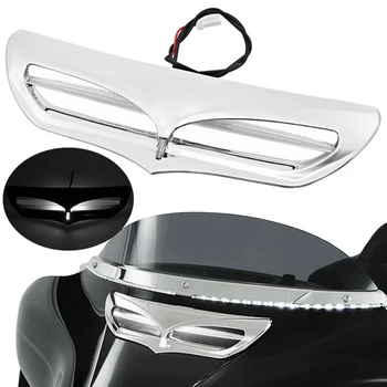 

Motorcycle Air Intake Vent Accent Trim Fairing with White LED Light for Touring Electra Street Glide