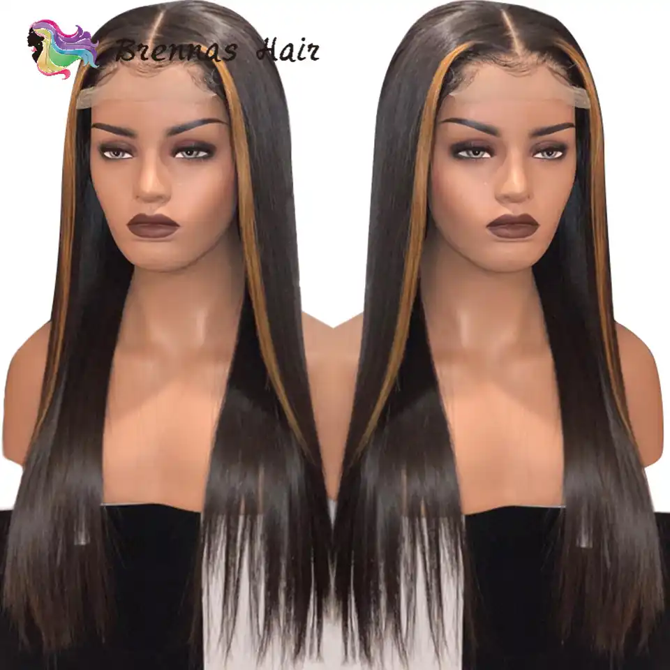 Ombre Straight Lace Front Wig 27 Honey Blonde Highlight Lace Wig