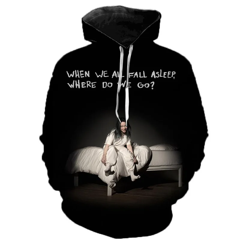 style 8 Billie Eilish Толстовка Bad Guy Album Harajuku забавная толстовка с 3D принтом осенний графический пуловер Женская Мужская Уличная одежда худи в стиле хип-хоп - Цвет: style 8