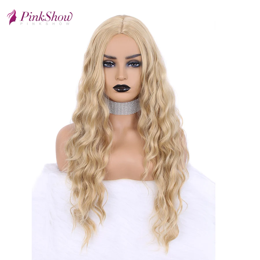 Парик блонд Pinkshow Длинные Синтетические парики для женщин глубокая волна