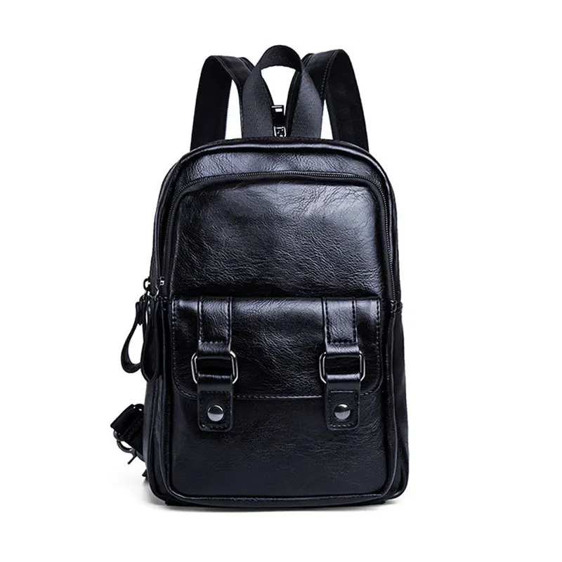

Mini Travel Backpacks Men Multifunction PU Leather Sport Chest Bags Waterproof Korean Fashion Soft Daily Shoulder Back Pack B046