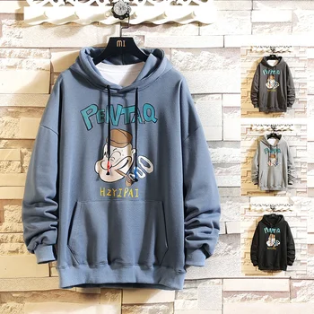 

Spring Autumn Mens Hooded Sweatshirt Loose Hoodies Long Sleeve Male Hoodie Casual Hip Hop Sportswear Printed Sweatshirts Men 150
