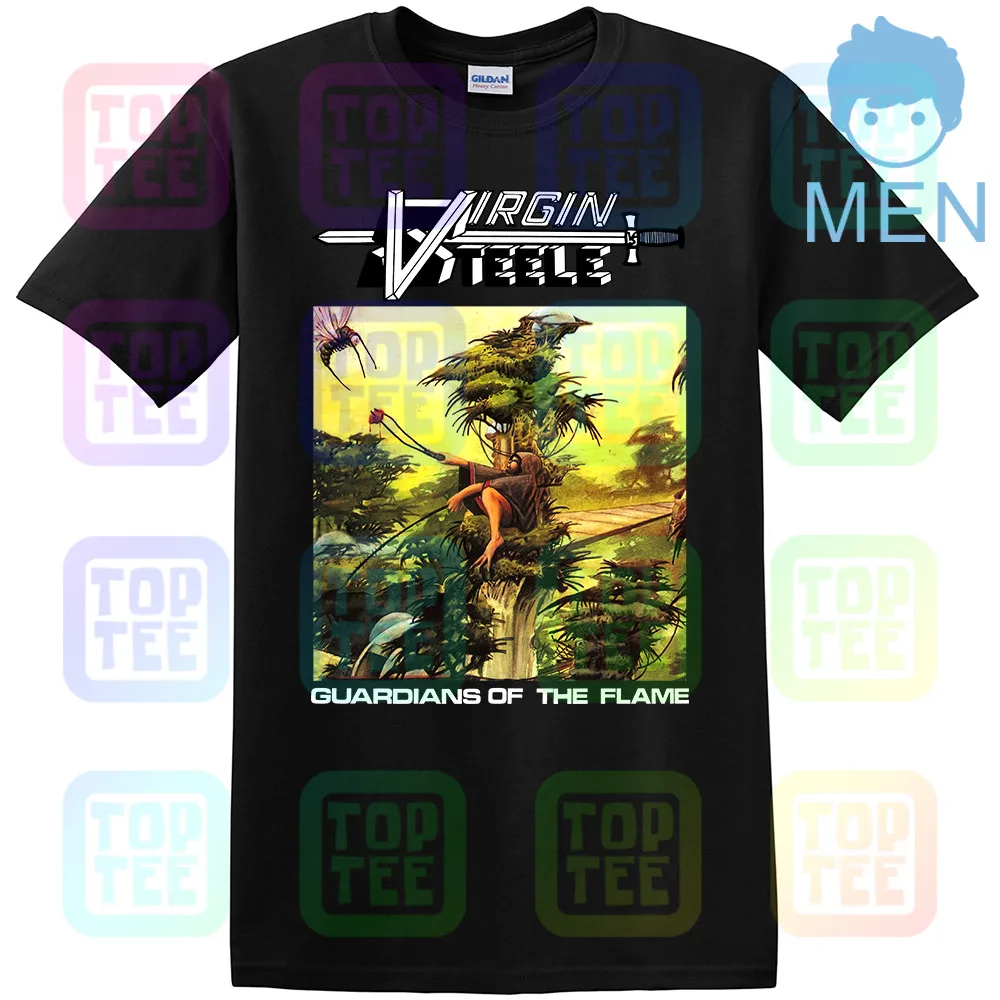  VIRGIN STEELE GUARDIANS OF THE FLAME HEAVY POWER METAL OMEN  WHITE T-SHIRT