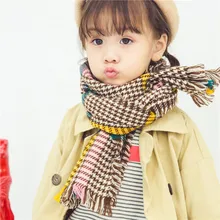 Jeseca/плотные теплые шарфы в клетку для мальчиков и девочек г., модный Детский Милый хлопковый трикотажный зимний шарф Детские теплые шали