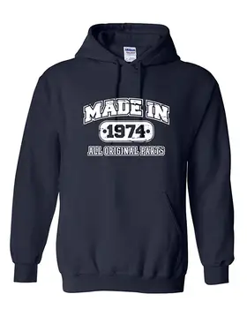 

44th Birthday Hoodie Made in 1974 Sweatshirt Mens Funny Hoodie S Navy Men Women Hoodie Sweatshirt
