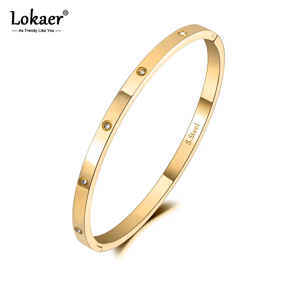 Lokaer новый дизайн мозаика стразы браслеты ювелирные изделия классика нержавеющая