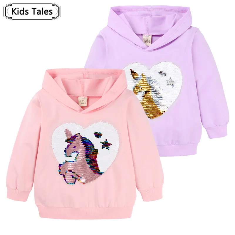 Baby Girls Hoodies Clothes Children Sequins Discoloration children reverse girls outerwear kids tops SC198