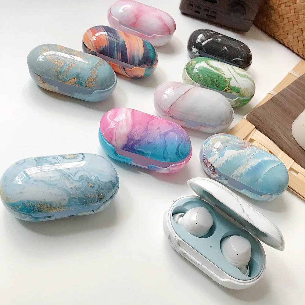 

For Samsung Galaxy Buds Plus Buds+ Agate Marble Earphone Case Wireless Bluetooth Headset Protective Hard PC Cover Charging Box