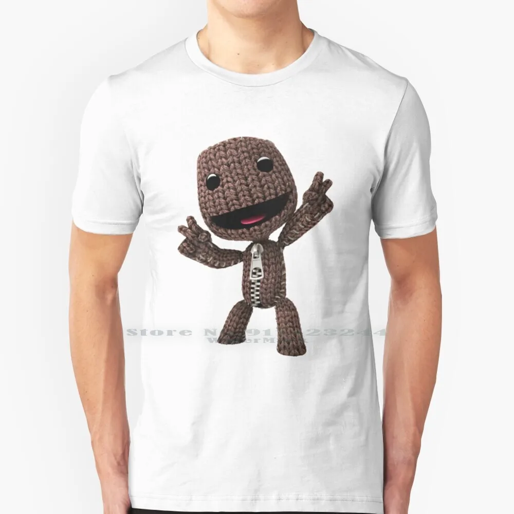 Lbp Sackboy T Shirt Cotton 6Xl Little Big Planet Lbp Sackboy Ps3 Ps4 Brown Grey Zipper Phone Tablet Case Skin