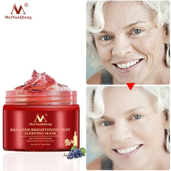

50g Red Wine Facial Sleeping Mask Moisturizing Anti-aging Repairing Concentrated Aloe Vera Acne Gel Cream Face Skin Care Product