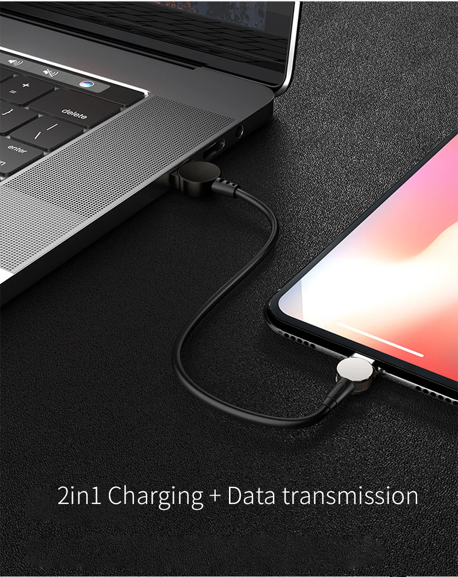 Rosinop поворот 3A Быстрая зарядка 3,0 Micro usb type C Магнитный кабель системы освещения кабель USB C для iphone кабель зарядное устройство