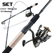 Sougayilang 2,1 м карбоновая спиннинговая Удочка комбинированная портативная 2 секции удочка и 13+ 1bb 5,2: 1 Передаточное отношение набор рыболовной катушки