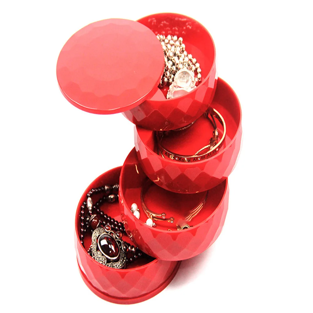 4 слоя вращающиеся ювелирные изделия ожерелье браслет коробка для хранения Чехол держатель Органайзер