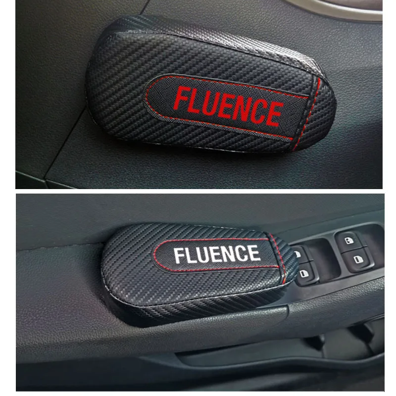 Для Renault Fluence, 1 шт., углеродное волокно, кожа, авто подушка для ног, наколенник, Автомобильный Дверной рычаг, накладка на руку, автомобильные аксессуары, защита для автомобиля