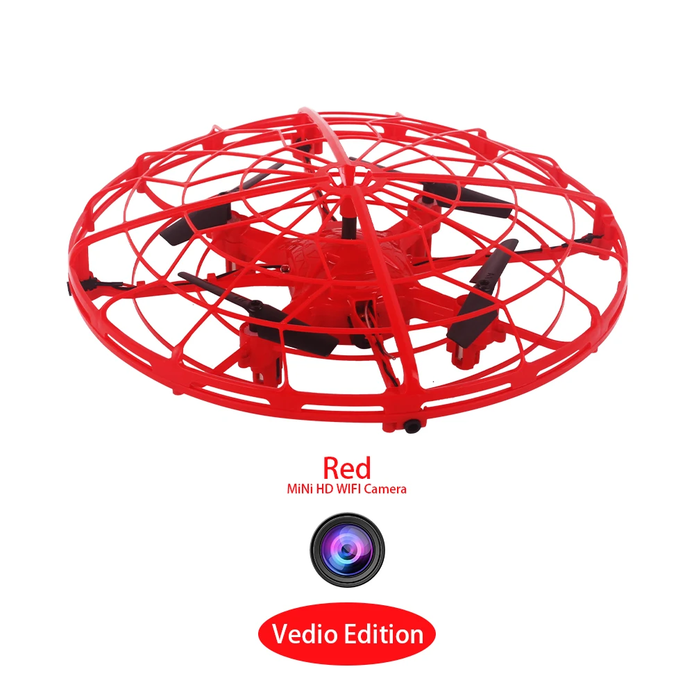 480P Dron Quadcopter UFO Drone With Camera Toys Mini Drone LED Gesture Gravity Induction Drones Induction Quadcopter - Цвет: Red 0.3MP Camera