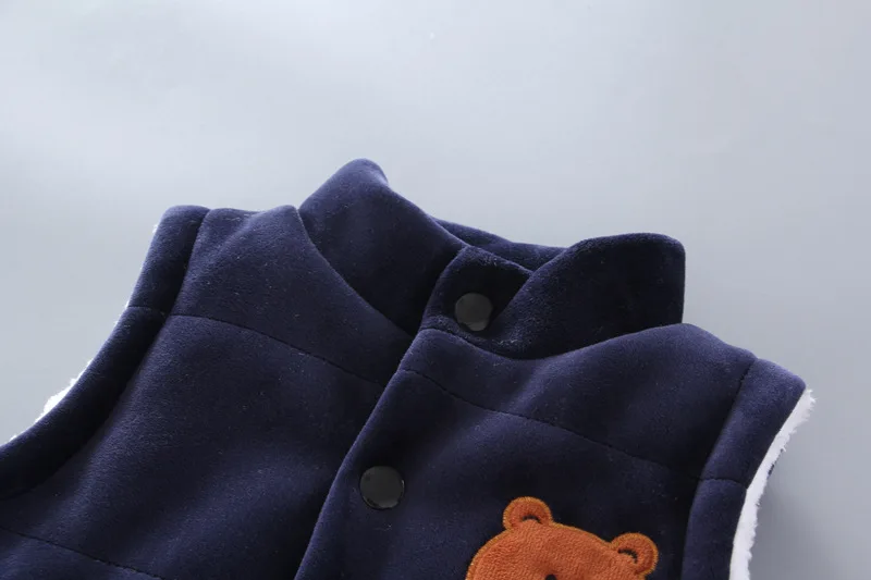 Winter Baby 3pcs Clothing Sets Kids Thick Gold Velvet Cartoon Bear Hooded Coat Vest Pants Suit Warm Tracksuit Kids Outfits Set