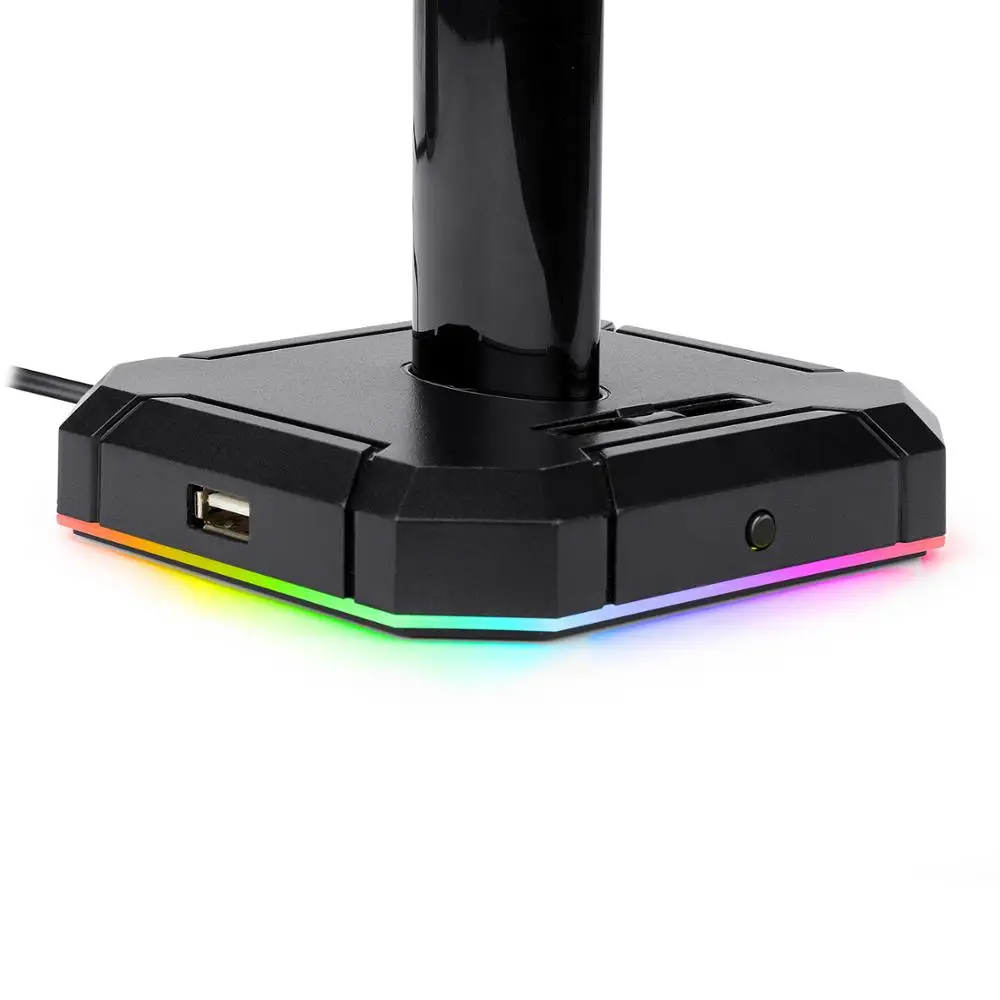 Redragon HA300 Headset Stand USB Hub RGB Backlit Aluminum Bar Non Slip Solid Rubber Base 4X USB 2 0 Ports for All Headphones