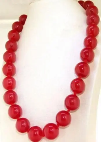 RARE 14MM NATURAL RED stone BEADS STONE NECKLACE 17"