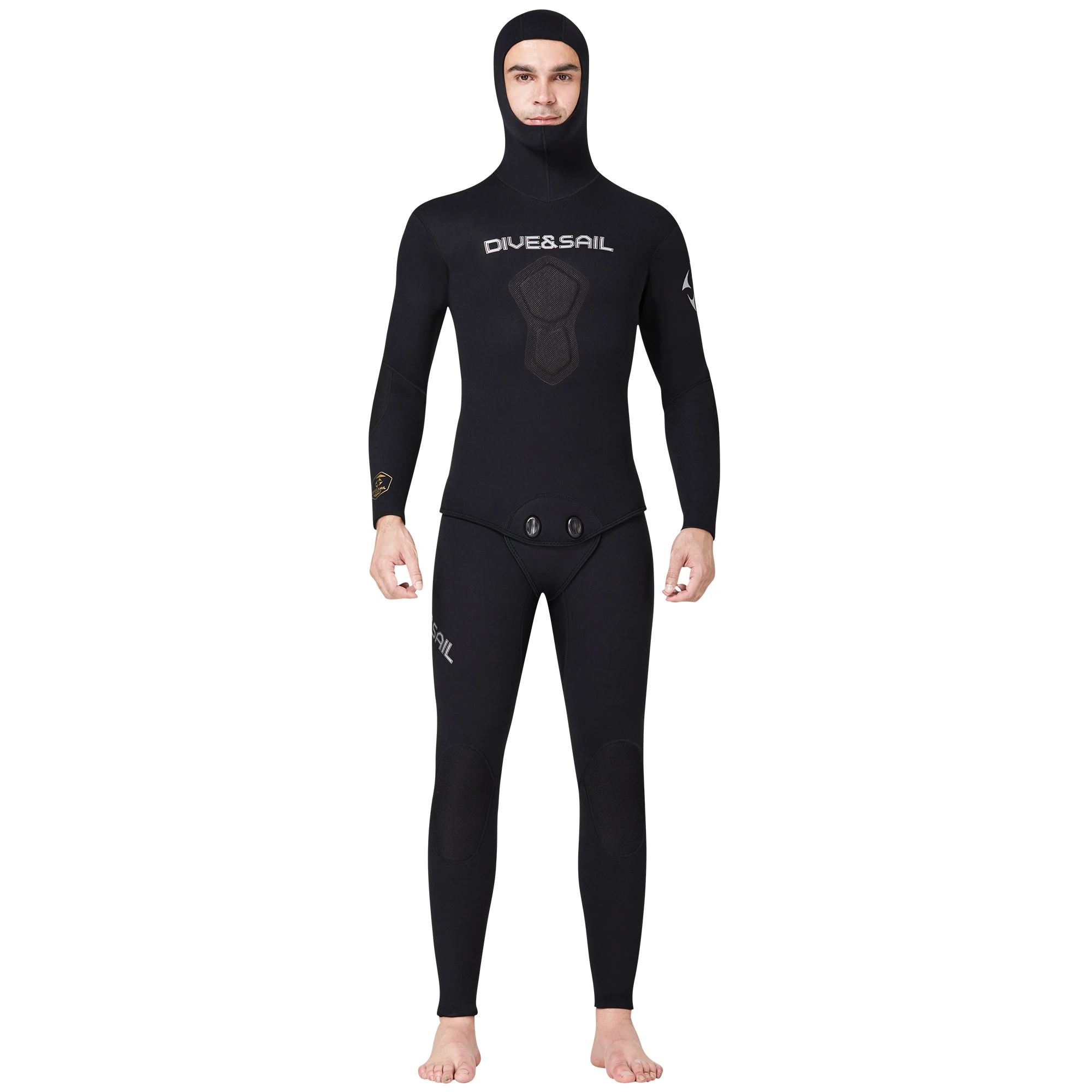 Scuba Diving Full Body Wetsuits for Men, Spearfishing Wetsuits, 1.5mm Neoprene CR, 2 Pieces Hooded Long Sleeve, Keep Warm,