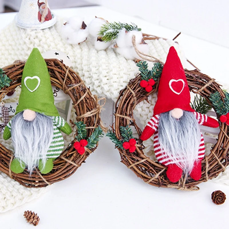 3Pcs Christmas Decoration for Door Tree Wreaths Garland Hanging Pendant Window Wall Wreaths Pine Ornament New Year Gifts