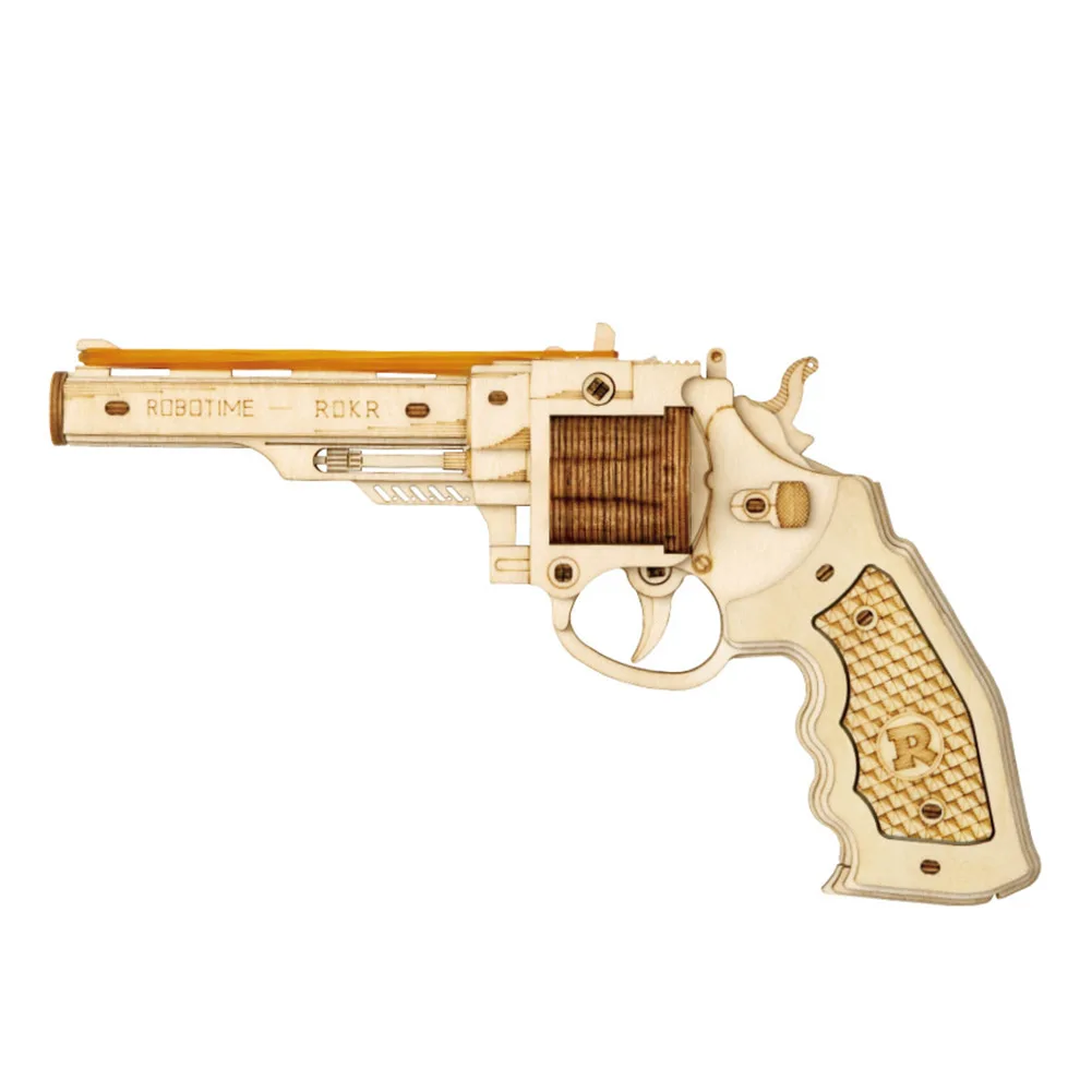Revolver Gun Blocks Model Toys Wooden Puzzle Games Crafts Gift For Children 