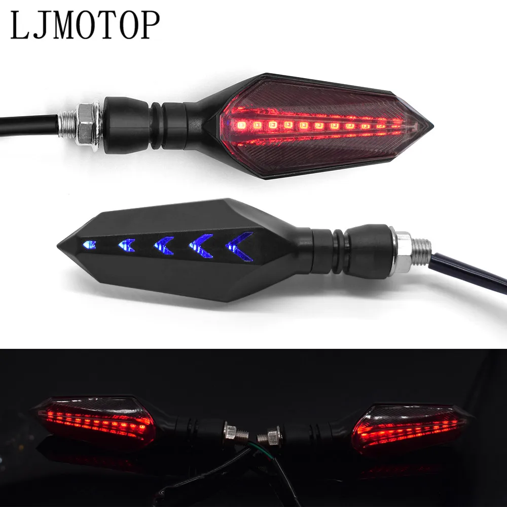 For Honda Suzuki Yamaha Kawasaki Victory Harley Davidson Motorcycle LED Turn Signal Lamp Sequential Flowing Flash Running Light