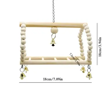 

7Pcs Natural Wood Bird Parrot Swing Chew Toys Hanging Bell Bird Cage Perch LX9C