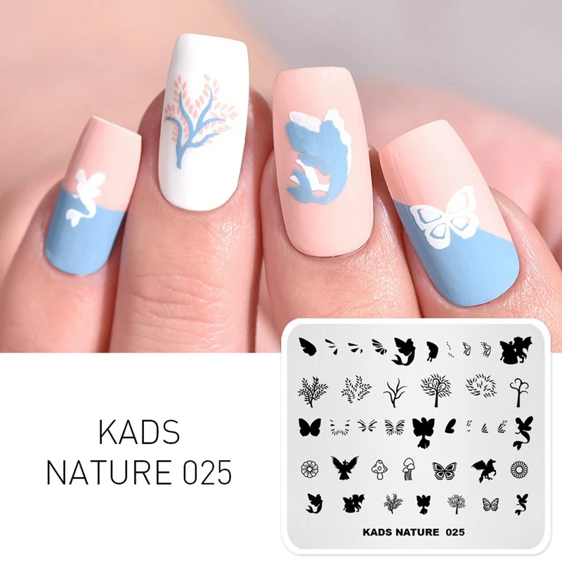 KADS шаблон для дизайна ногтей 35 дизайнов серия для дизайна ногтей штамп для штамповки изображения маникюрный шаблон для штамповки пластин трафарет Инструменты - Цвет: Nature 025