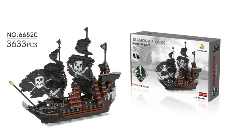 

Weili YZ small particle assembled building block toy pirate ship Pearl 66520