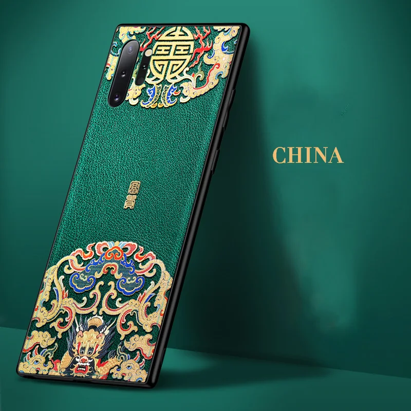 

Embossed Dragon Pattern Leather Case For Samsung note 10 plus note 8 9 10 Samsung S10 S9 S8 Plus PU Leather silicone Shell Cover