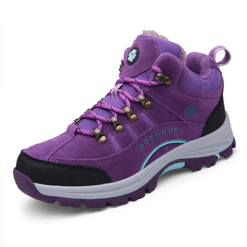 ZIMNIE/Новое поступление; классические стильные модные мужские рабочие ботинки; мужская теплая обувь на шнуровке; походные кроссовки; Повседневные Плюшевые ботинки; размеры 36-45 - Цвет: Purple