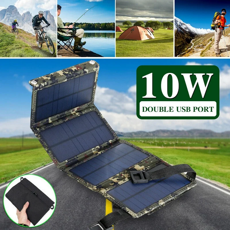10 Вт Usb солнечная панель складной внешний аккумулятор для кемпинга и пеших прогулок зарядное устройство