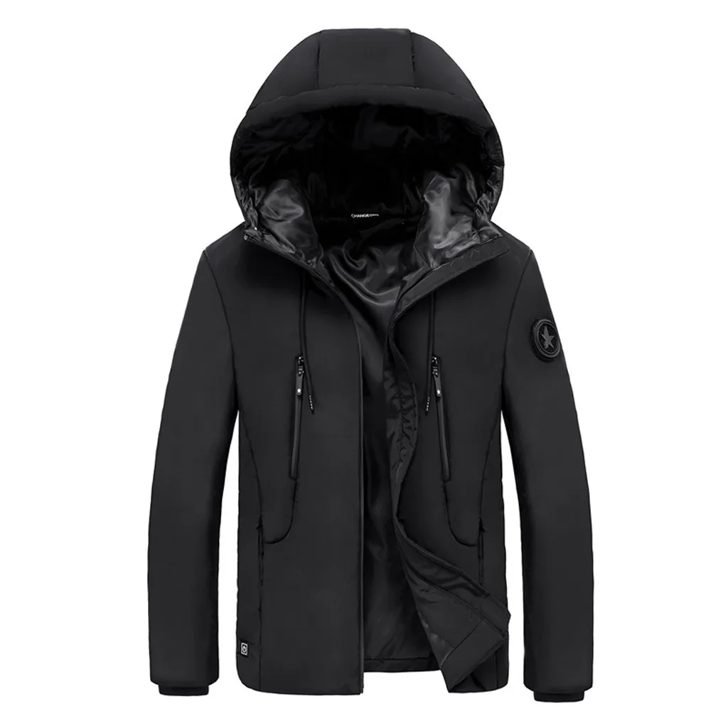 Новинка, мужское умное USB пальто с электрическим подогревом, парки, зимние теплые хлопковые куртки на молнии с карманами, пальто abrigo hombre M-6XL z1017
