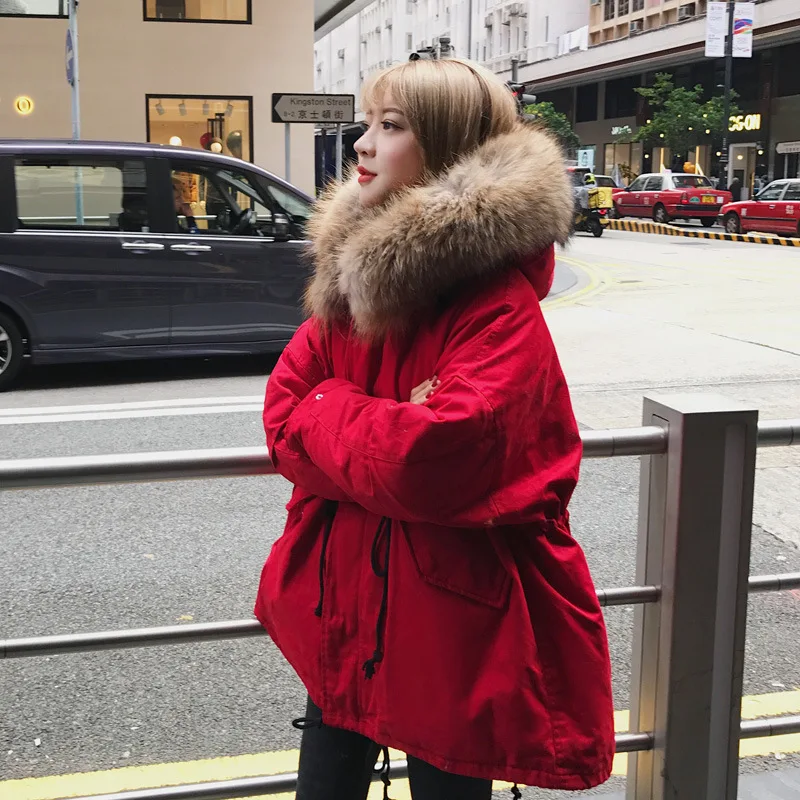 

Main Push 2017 Winter New Style Korean-style WOMEN'S Wear Gorgeous Workwear Large Fur Collar Thick Cotton-padded Clothes