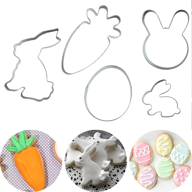 1pc Cookie Cutter Easter Rabbit Carrot Egg Stainless Steel Fondant Mold Pastry Cake Moulds for Home Kithcen Baking Accessories |