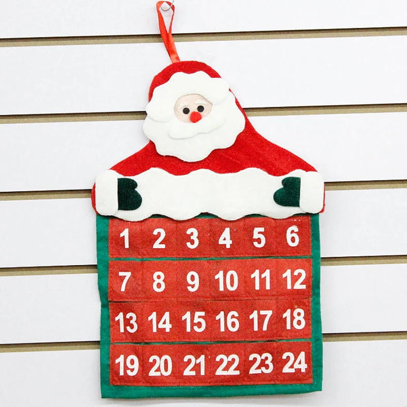 Фетровые тканевые календари Санта-Клауса, Рождественская елка, Висячие орнаменты, Рождественский Адвент-календарь, мини-карманы, сумка, подвеска, украшение для дома