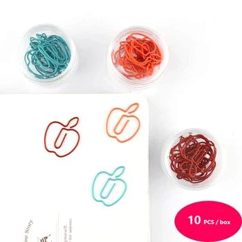 

10 PCS/LOT Apple paper clips Mini binder clips 2.7x2 cm size Kawaii colorful bullet notebook journal decor Plastic box packed