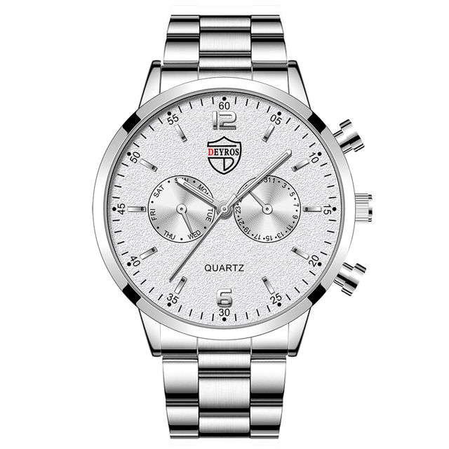 Mens Luxury Business Watchs Stainless Steel Quartz Wrist Watch Male Leather Watch Calendar Luminous Clock reloj hombre