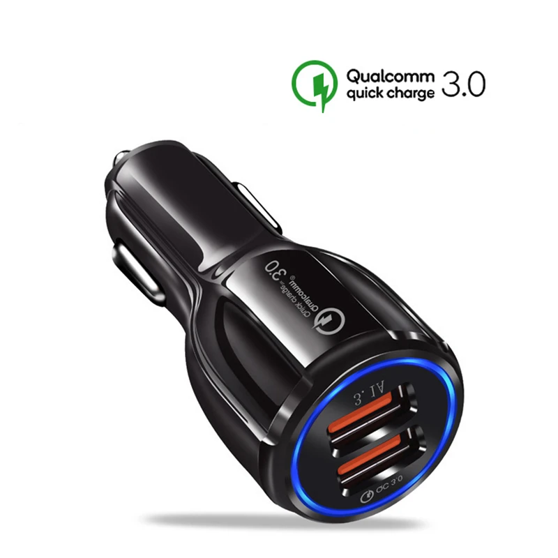 Универсальный QC3.0 автомобильный прикуриватель гнездо 3.1A многопортовый USB быстрая зарядка автомобильное зарядное устройство для мобильного телефона - Название цвета: Black