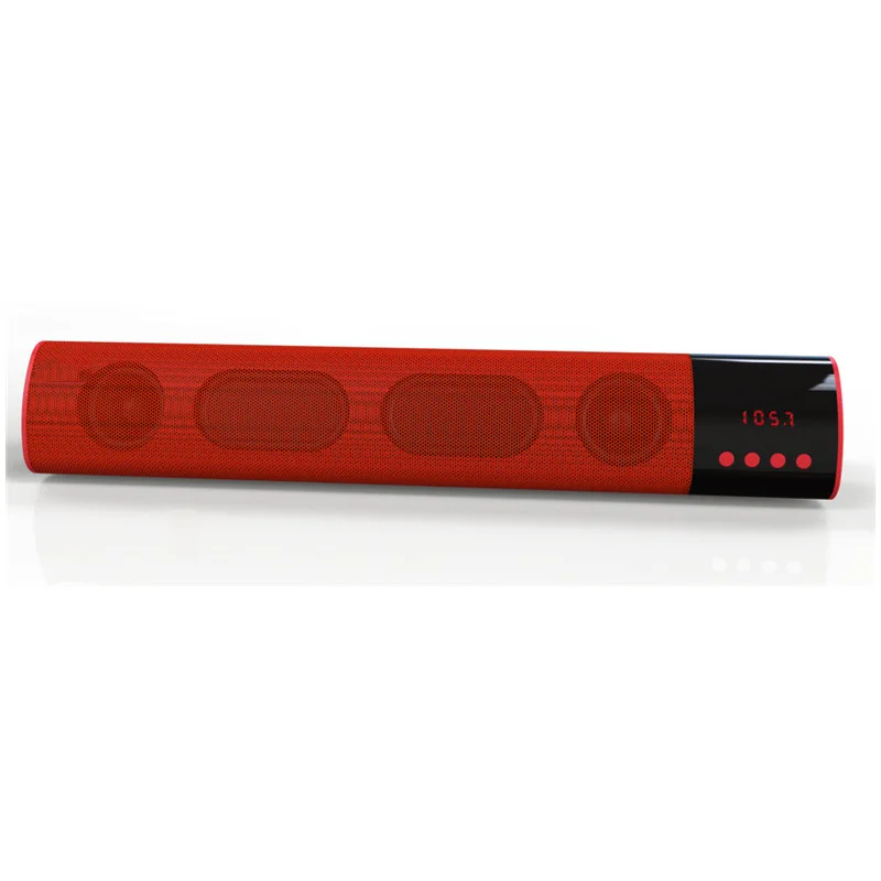 Red Домашний ТВ ПК bluetooth Саундбар динамик Портативный беспроводной сабвуфер 3D объемный динамик s HiFi Поддержка FM радио часы TF USB - Цвет: Red