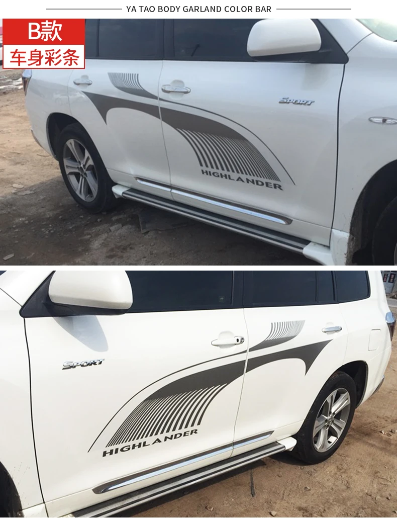 Автомобильный стикер для Toyota Highlander 2009- внешний вид кузова, модифицированный Highlander спортивный стикер
