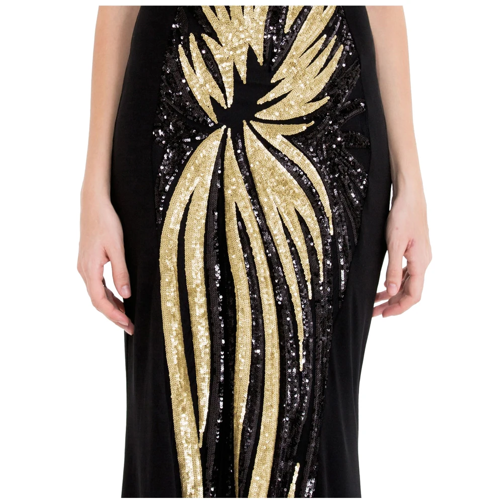 Angel-Fashion женские прозрачные вечерние наряды с круглым вырезом, винтажное платье с блестками, золотые 403 вечерние Kleid