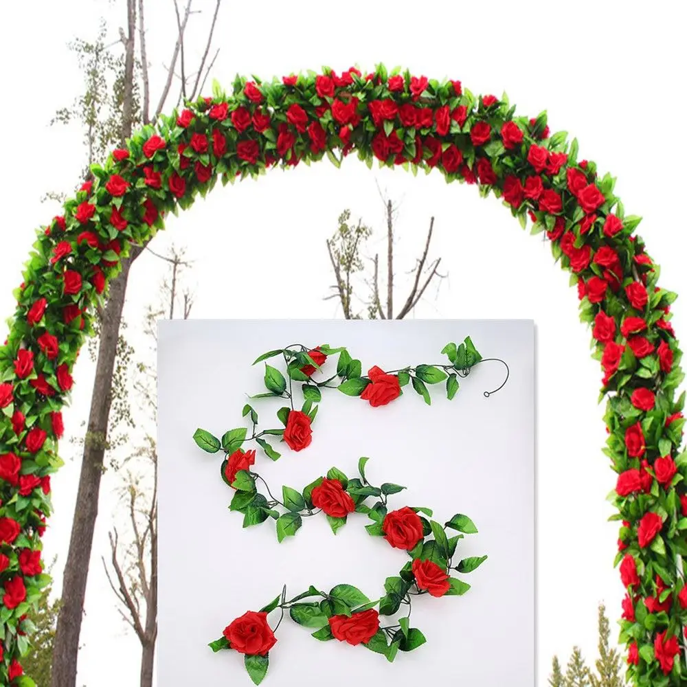 250CM/lot Ivy Vine DIY Artificial Rose Silk Flower Green Leaves Garland Photography Props Garden String Wedding Party Decor | Дом и сад