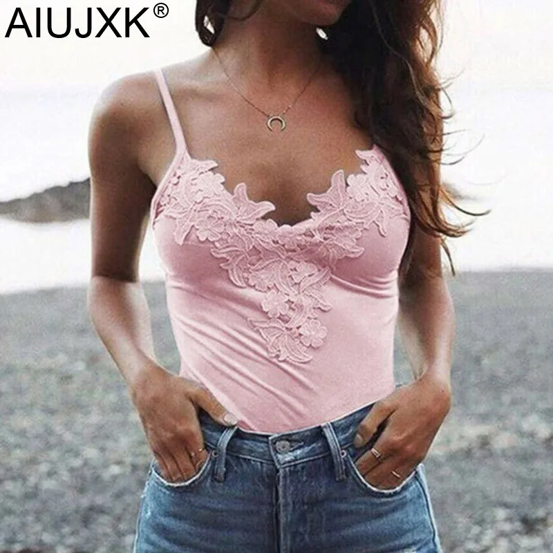 AIUJXK, новинка, Женская майка, топ, Летняя Повседневная Вышивка, кружева, цветочные, спагетти ремень, сексуальные базовые Топы на бретелях, женская футболка, жилет