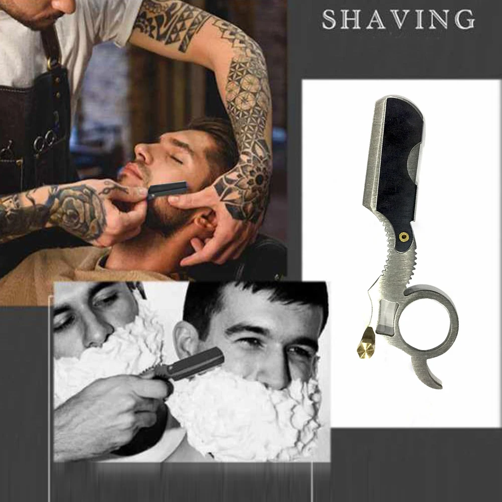 Steel Shaving Tool Depilation Barber Razor Manual Haircut Oil Head Hairdresser Cutter Holder Straight Edge Beard 4