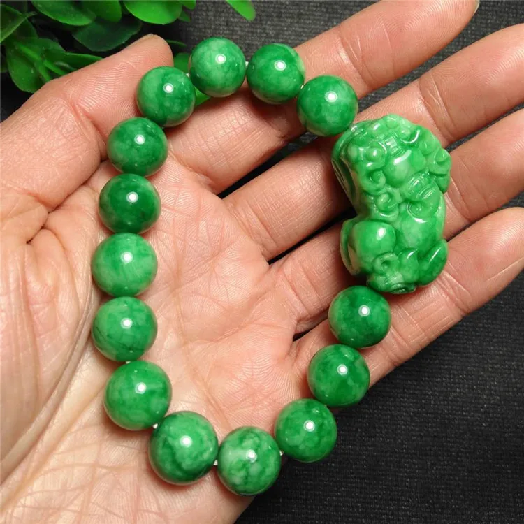 Мужской и женский браслет с натуральным нефритом jadeite 100% натуральный зеленый