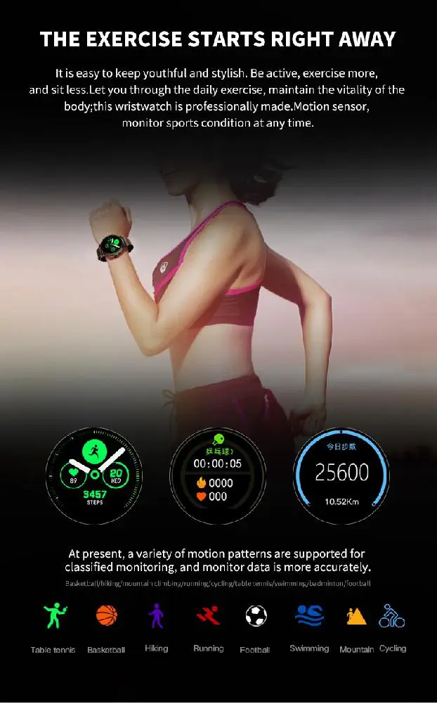 BEESCLOVER Screen Smart Watch S9 Blood Oxygen Blood Pressure Heart Rate Monitor Sport Smart Bracelet Fitness Tracker Smartwatch