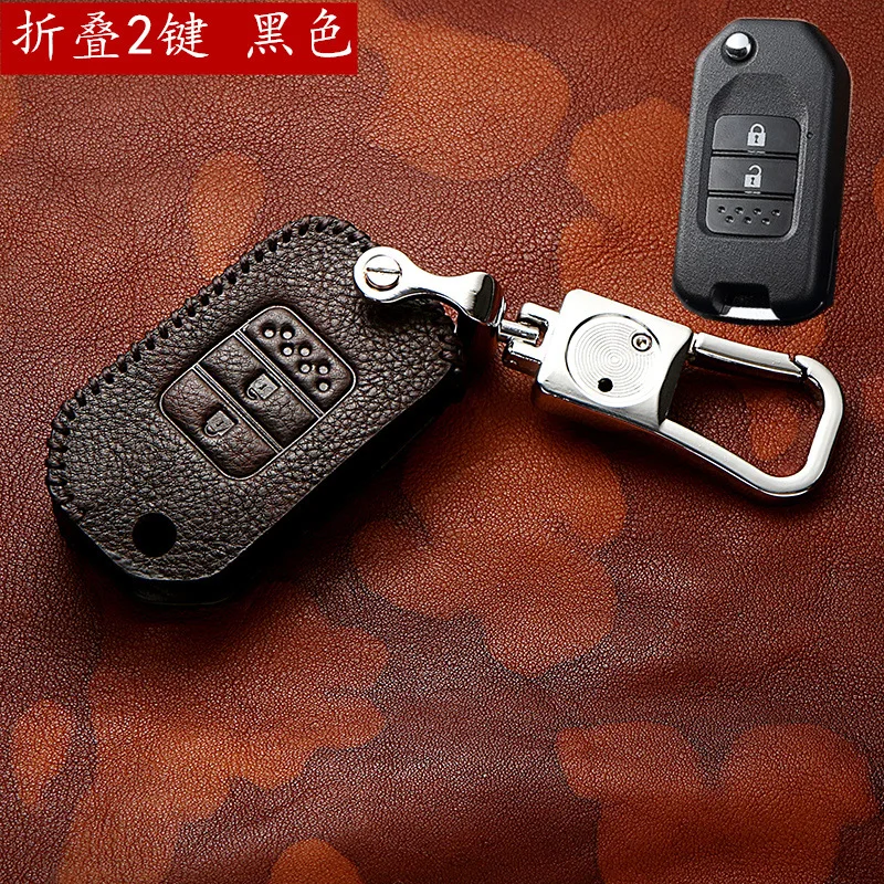 Верхний слой кожаный чехол для ключей защитный чехол для Honda Civic Accord Cr-v Pilot Intelligent key
