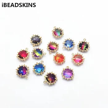 

New arrival! 17x14mm 50pcs Double color crystal glass Round charm for Earrings parts,hand Made Earrings Findings Jewelry DIY