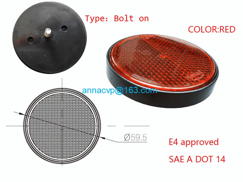 trailer round reflector light lamp trailer parts red (2)
